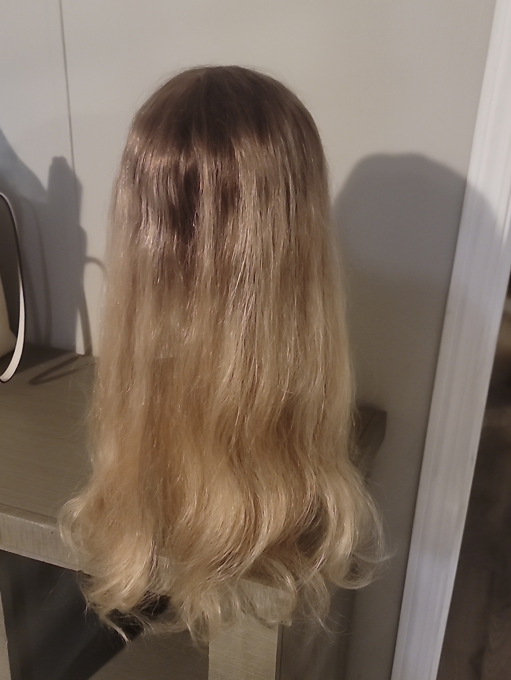 Remy Human Hair 20" Topper Rooted Blonde 100% Hand Tied Lace Topper - Picture 3 of 8